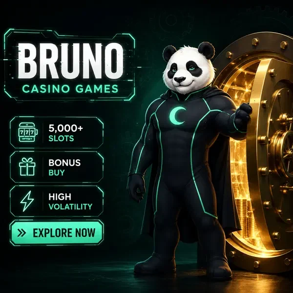 Bruno Panda otwiera złoty skarbiec ujawniający skarby gier Bruno Casino i automaty