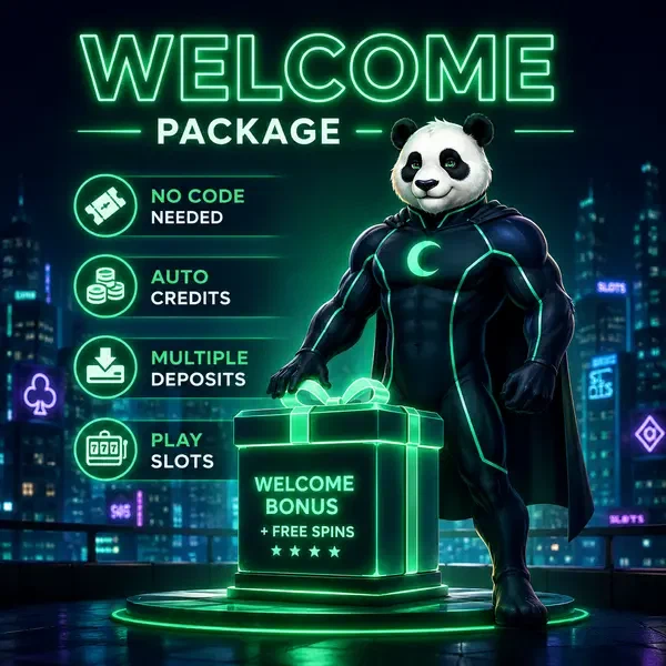 Bruno Panda strzeże skarbu bonusu powitalnego w sanktuarium na dachu Bruno Casino