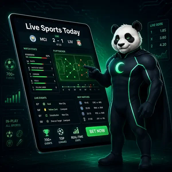 Bruno panda analizuje dane sportowe na żywo w Live Sports and Events Available Right Now